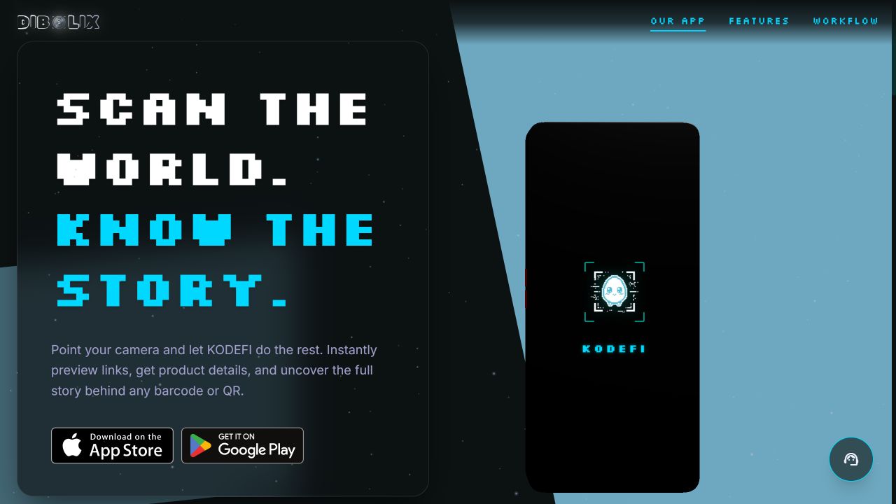 KodeFi Website interface