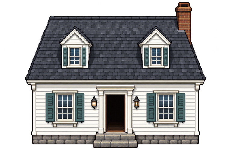 White New England house with a front doorway